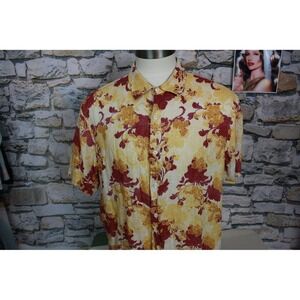 LINEN CLUB ROOM Luxury Short Sleeve Button Up Shirt Men's XXL Floral Tropical